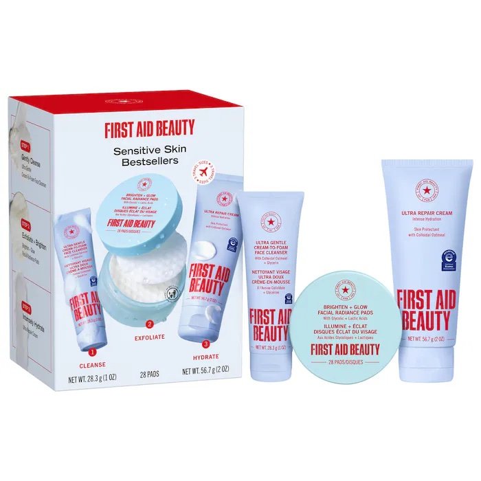 First Aid Beauty Sensitive Skin Bestsellers – Skincare Routine Travel Set *Pre-Order*